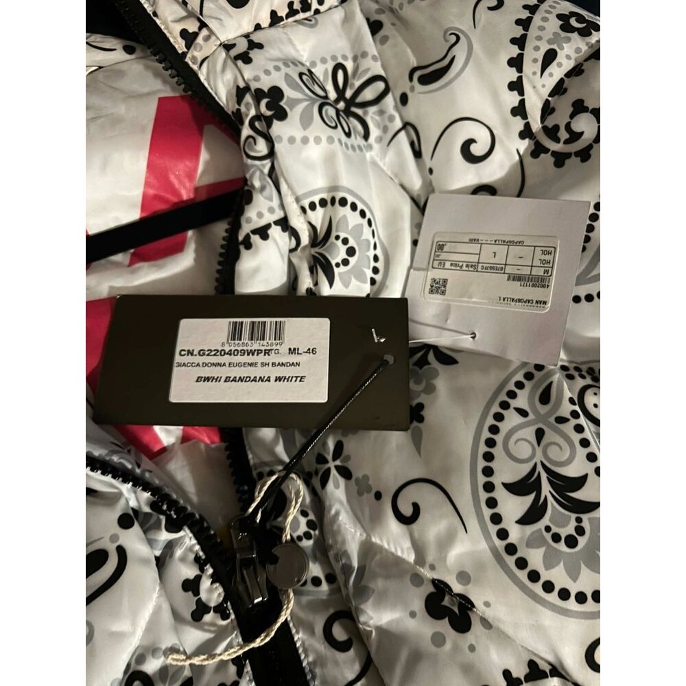 NWT $300 Canadian Giacca Donna Eugenie Bandana Paisley Puffer Jacket White Sz L - Picture 5 of 5